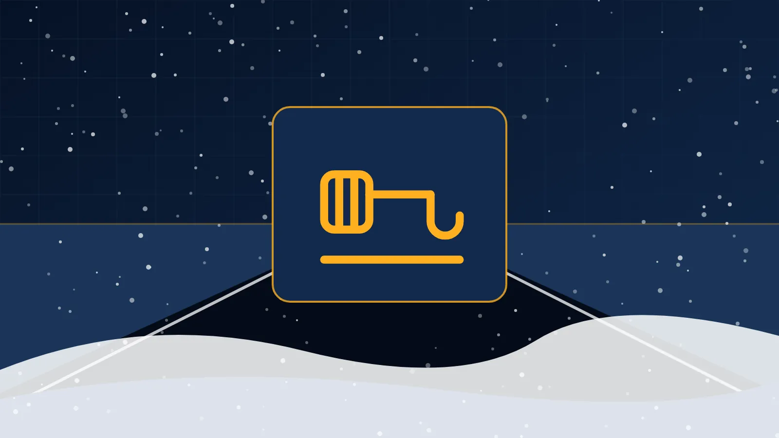 Illustration of a tow truck pulling a car on a snowy street